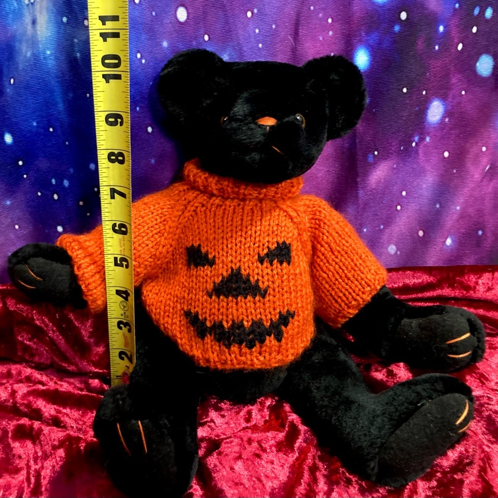 Vintage 1997 Large Ganz Teddy Bear 🎃 Pumpkin Sweater Halloween Collectible